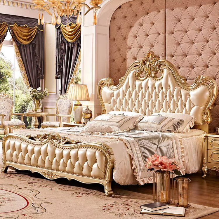 European style solid wood luxury master bed