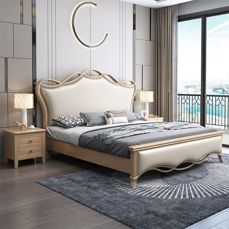 American light luxury imported solid wood double bed