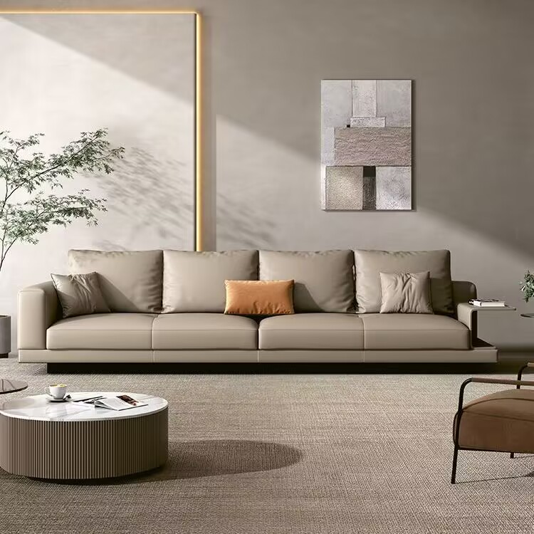 Italian minimalist top leather sofa