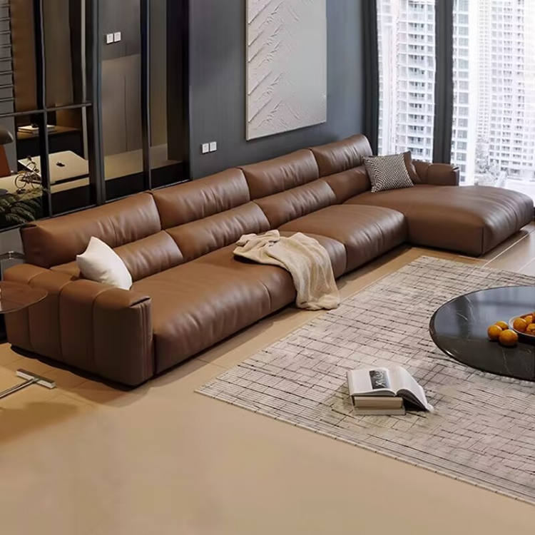 Italian minimalist top leather retro modern leather sofa