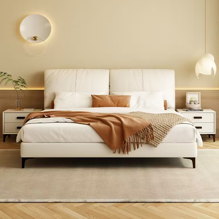 modern minimalist leather double bed