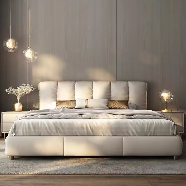 Leather modern minimalist Italian minimalist master bed