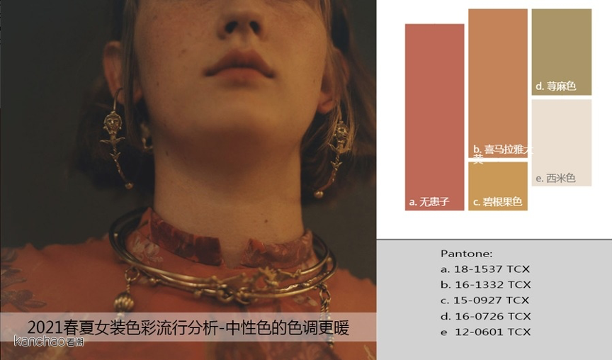 2021春夏女装色彩流行分析-中性色的色调更暖