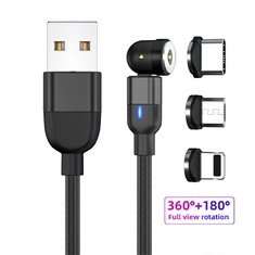 540 ROTATION 3A MAGNETIC USB CHARGING CABLE 3 IN 1 MAGNETIC DATA CABLE
