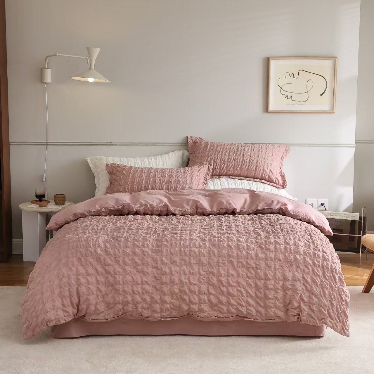 All cotton bubble wrinkled fabric