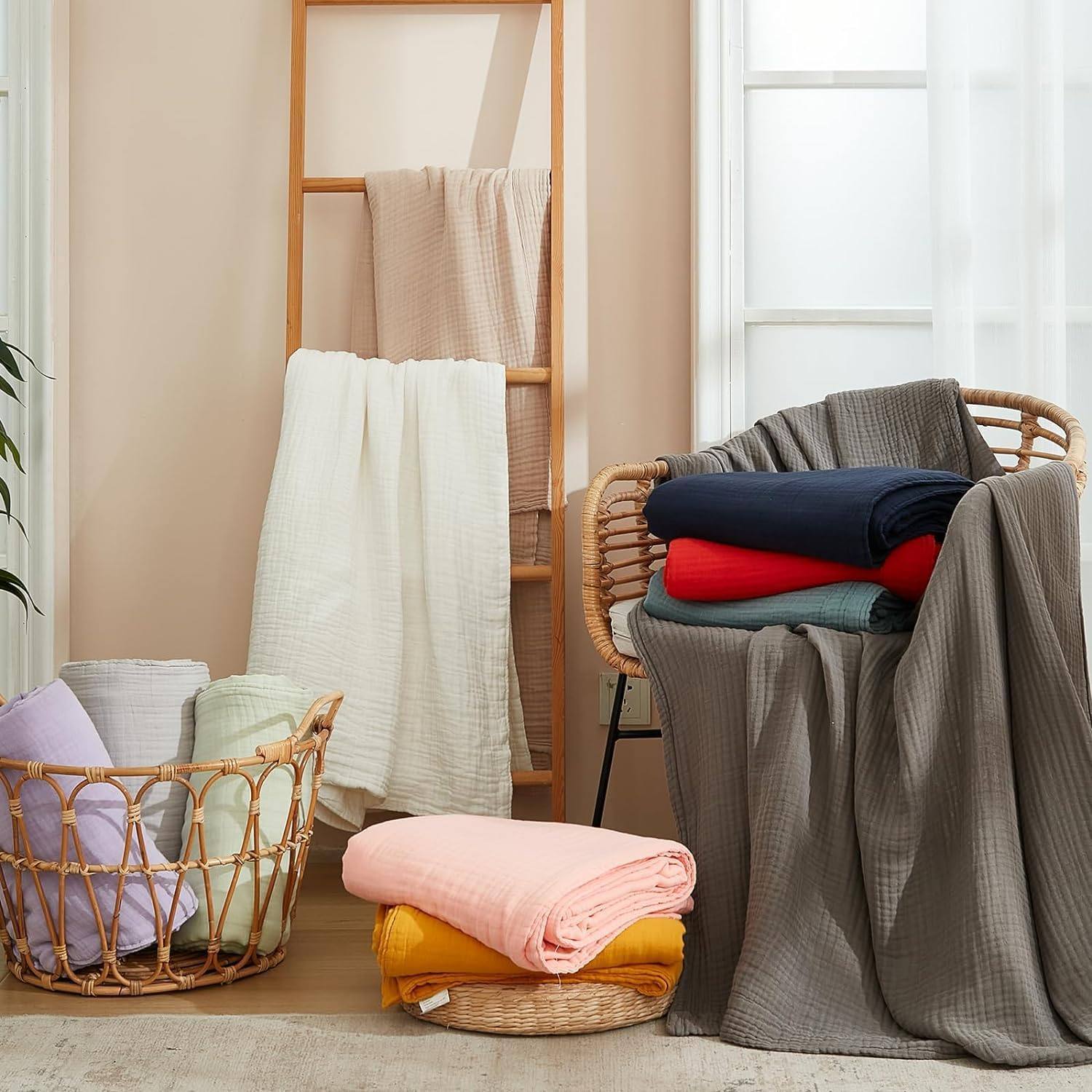 Plain 6-layer wrinkled cloth blanket