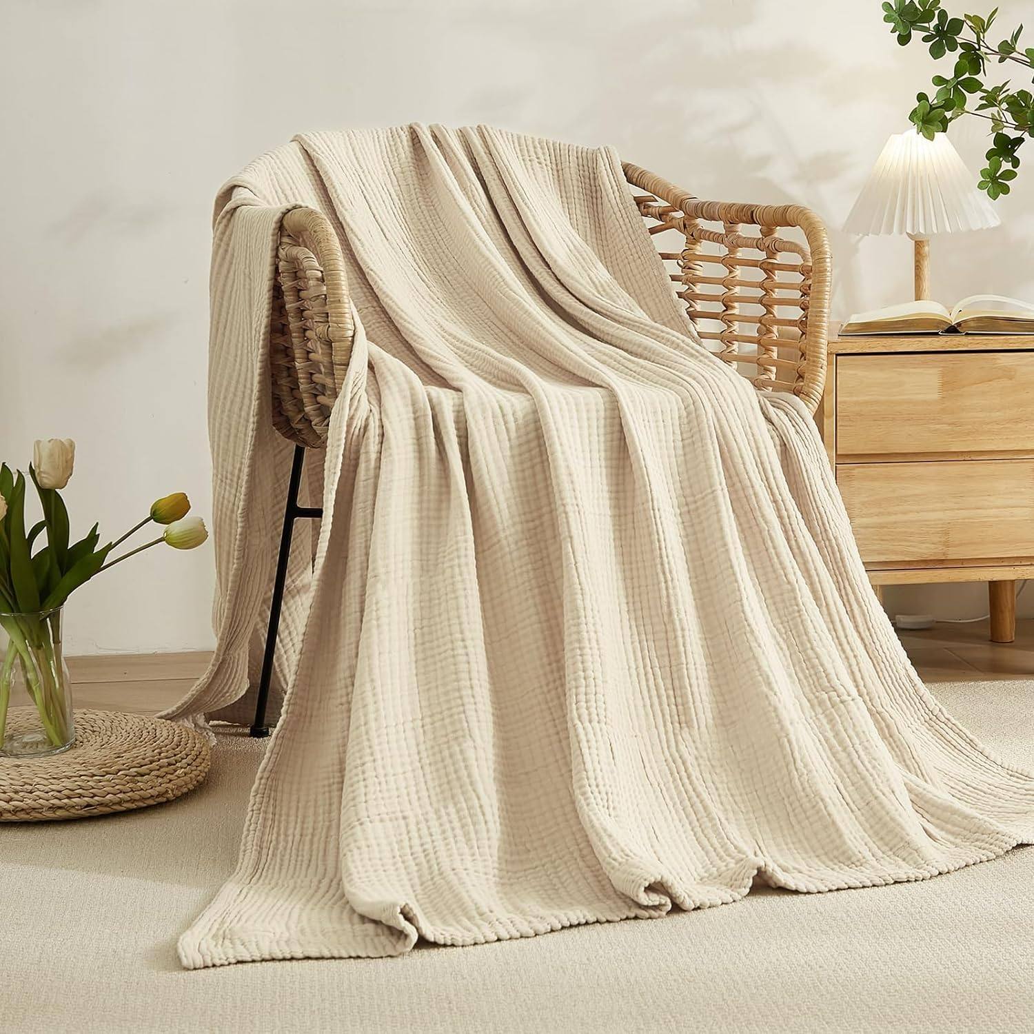 Plain 6-layer wrinkled cloth blanket