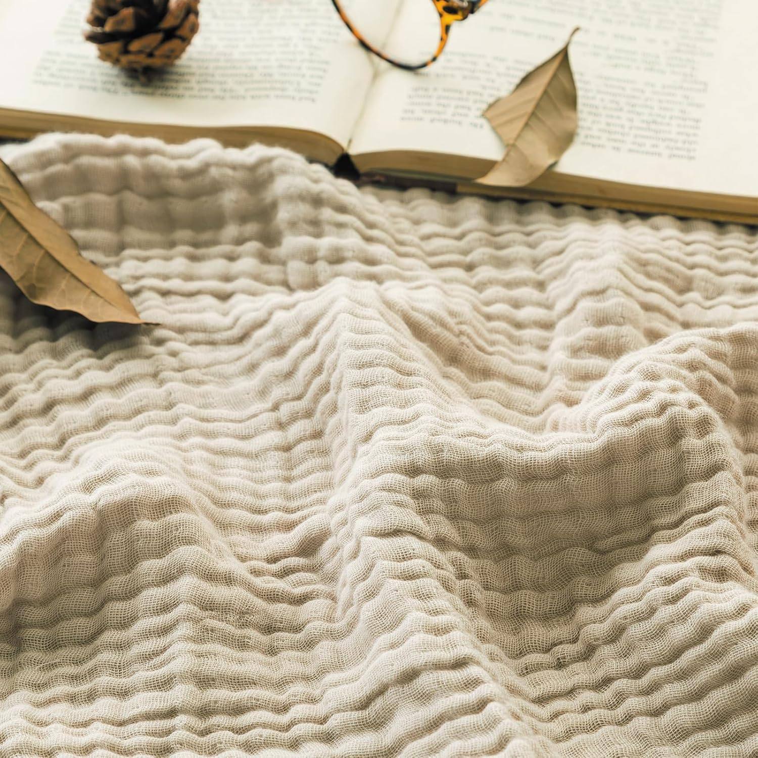Plain 6-layer wrinkled cloth blanket