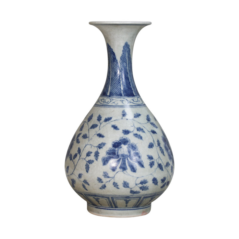 清晚期青花缠枝花卉玉壶春瓶