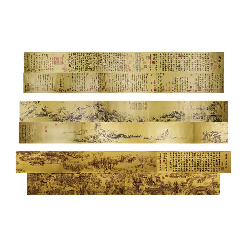 国宝三绝传世书画金箔长卷
