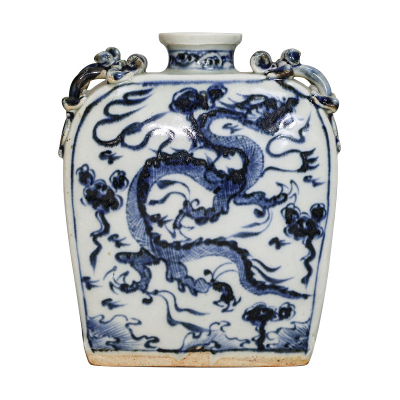 元风格青花龙纹扁瓶