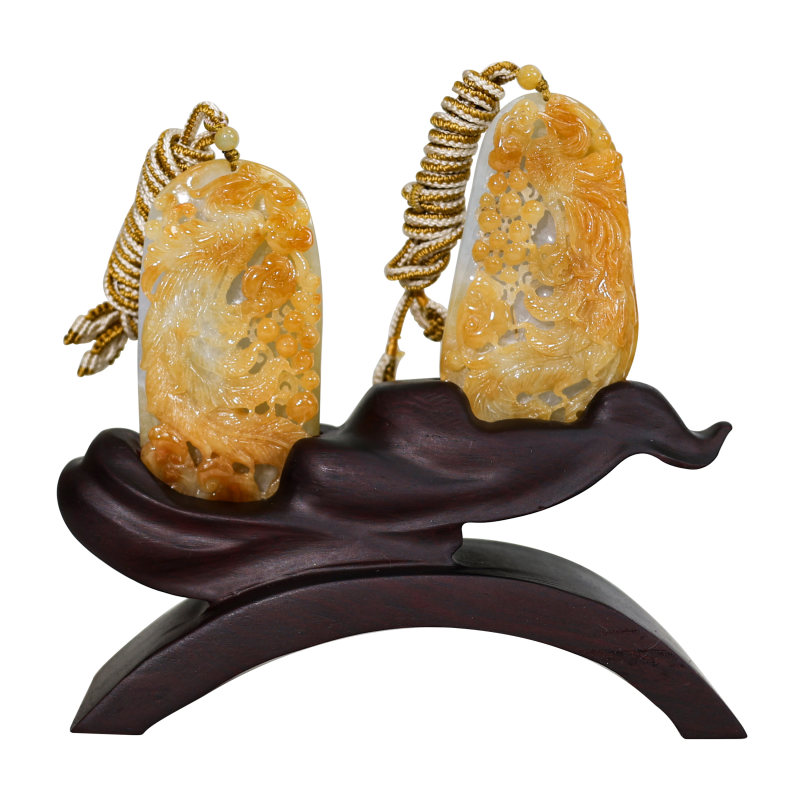 有凤来仪玉牌一对