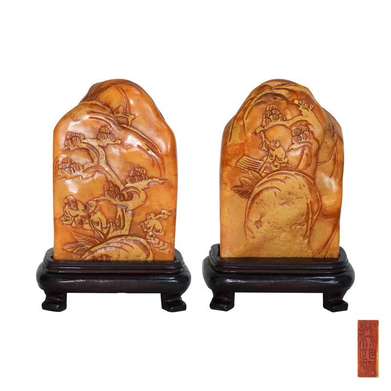 清黄易薄意雕田黄印章石