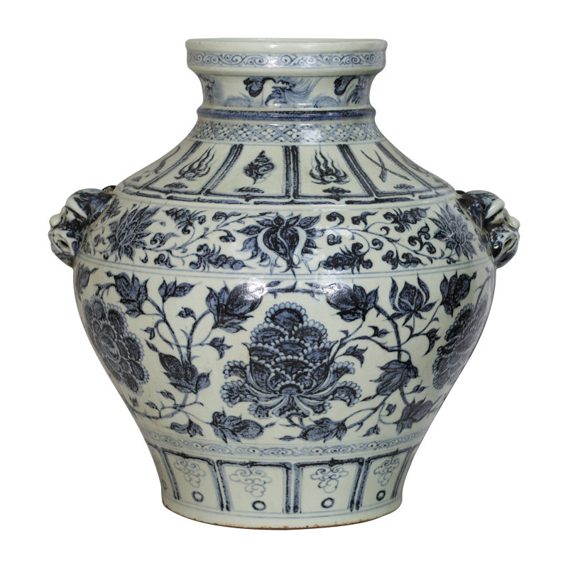 元青花缠枝花卉虎头尊