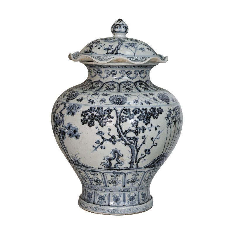 大明洪武年制岁寒三友青花石榴尊