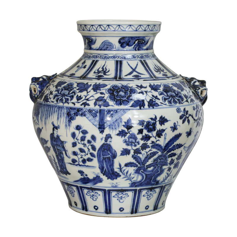 元青花兽耳人物故事大罐