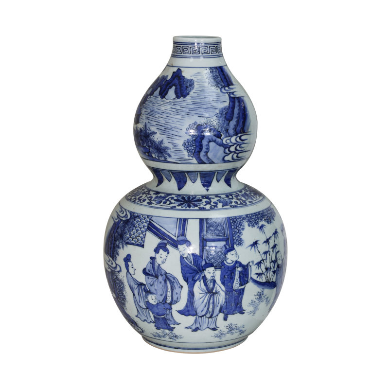 康熙青花人物故事葫芦瓶
