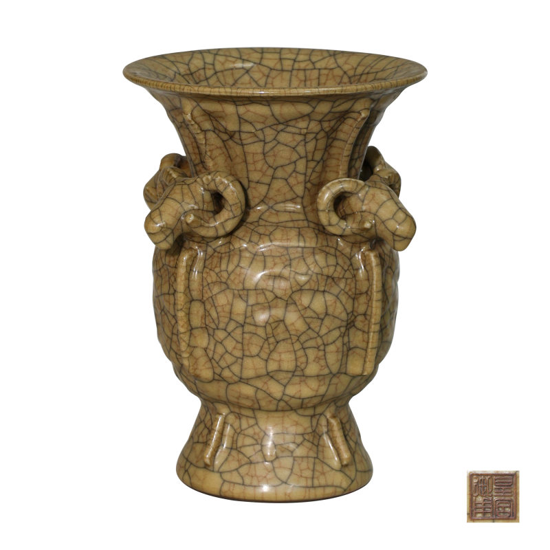 哥窑黄釉四羊尊