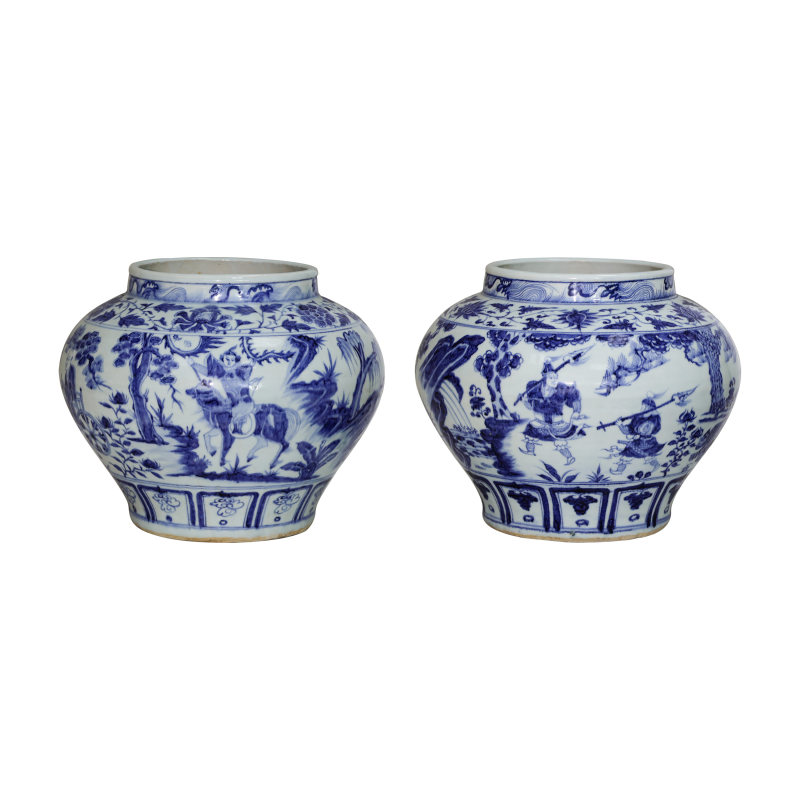 鬼谷子下山青花罐