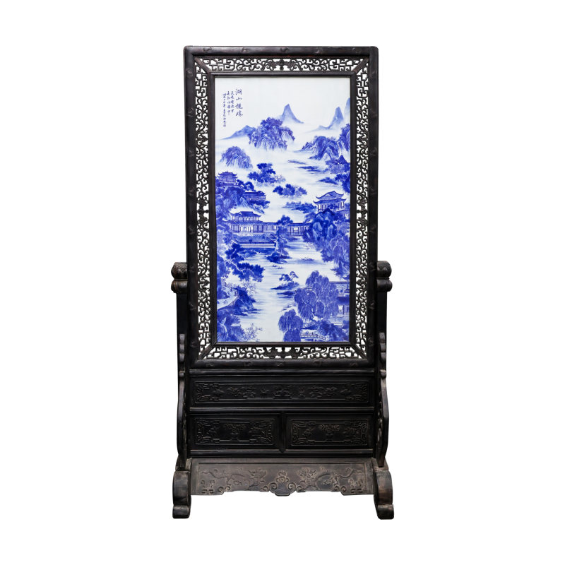 王步款湖光揽胜瓷板画