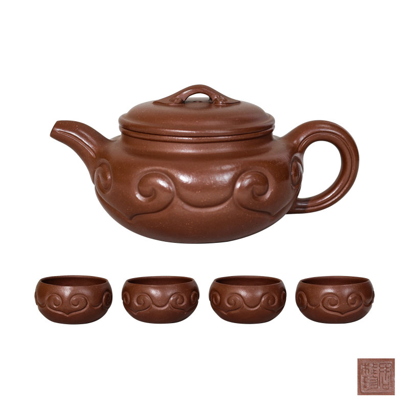 周桂珍仿古如意紫砂壶一套