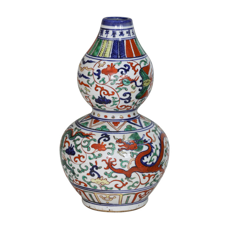 青花五彩葫芦瓶