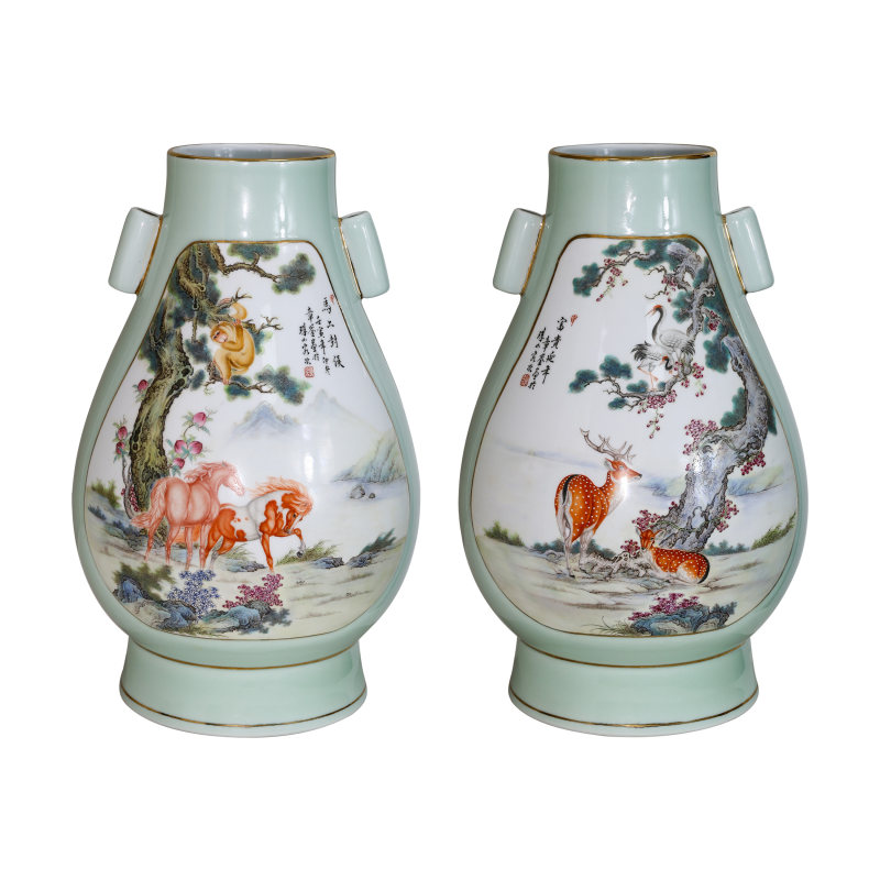 章鉴马上封侯贯耳瓶