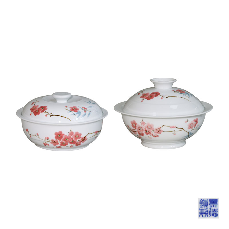 7501翠竹红梅品锅一对