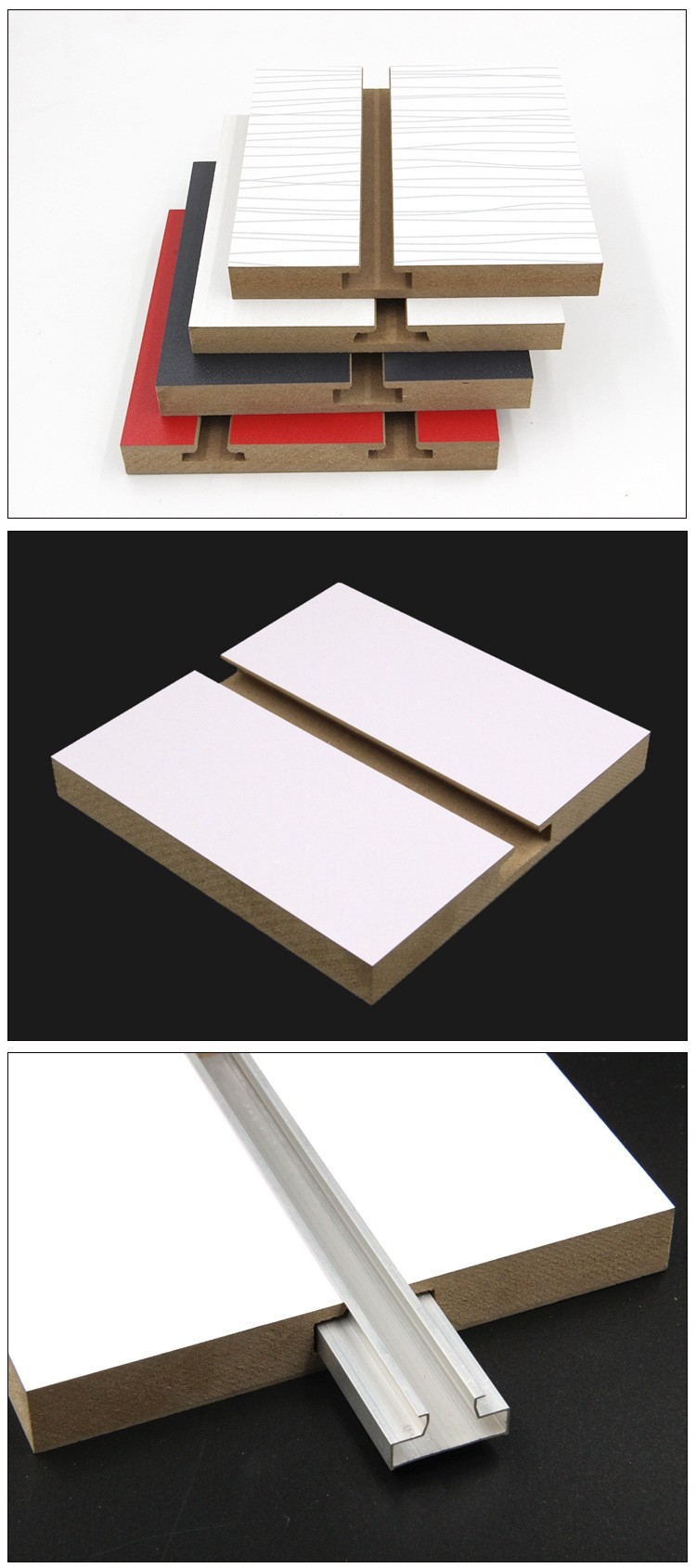 1220mmx2440mm Melamine Slot MDF Panels for Slat Wall