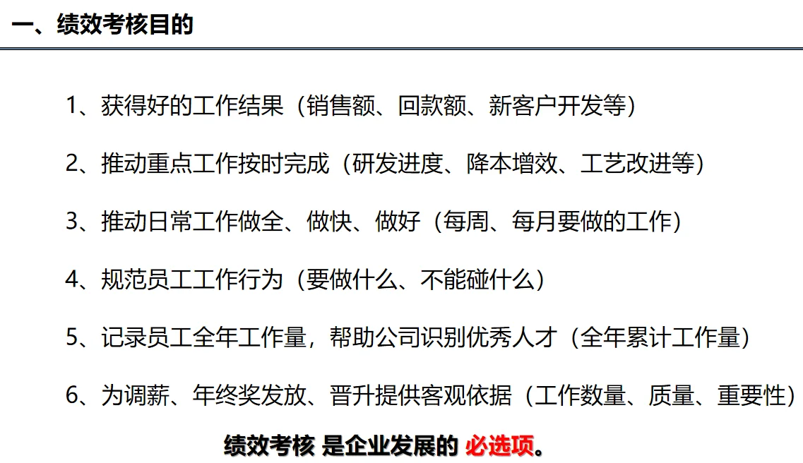 绩效考核目的图示