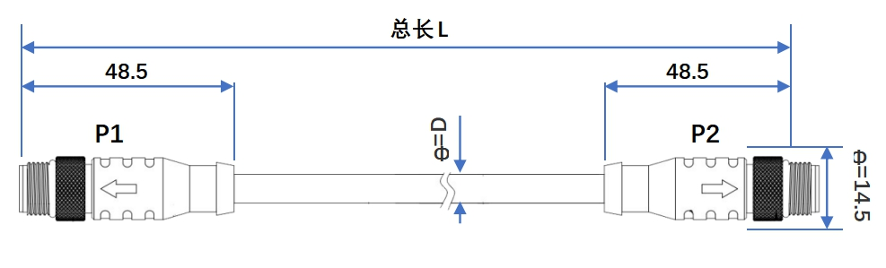 连接线缆—(双头线缆)ST-CB-XX-M12DMST-4PNT- M12DMST -X