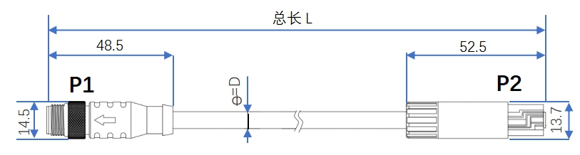 连接线缆—(双头线缆)ST-CB-XX-M12DMST-4PNT-RJ45ST-X