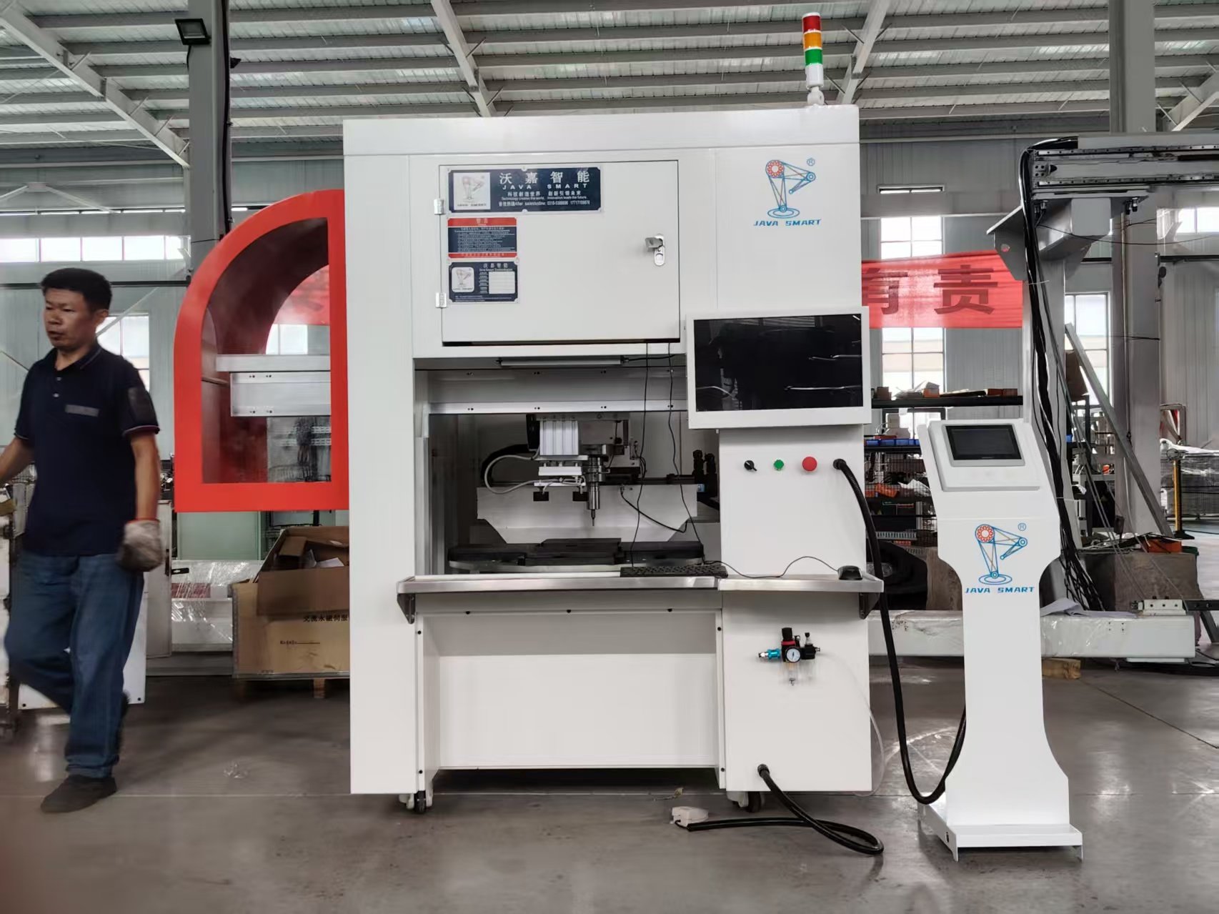 Visual four-station riveting workstation