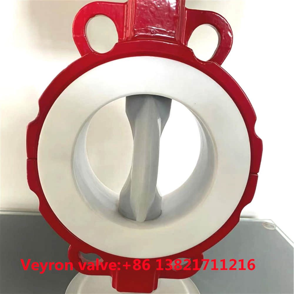 Anti-Corrosion ss304 Ductile Iron Carboon Steel PTFE lined butterfly valve