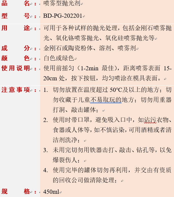 喷雾型抛光剂