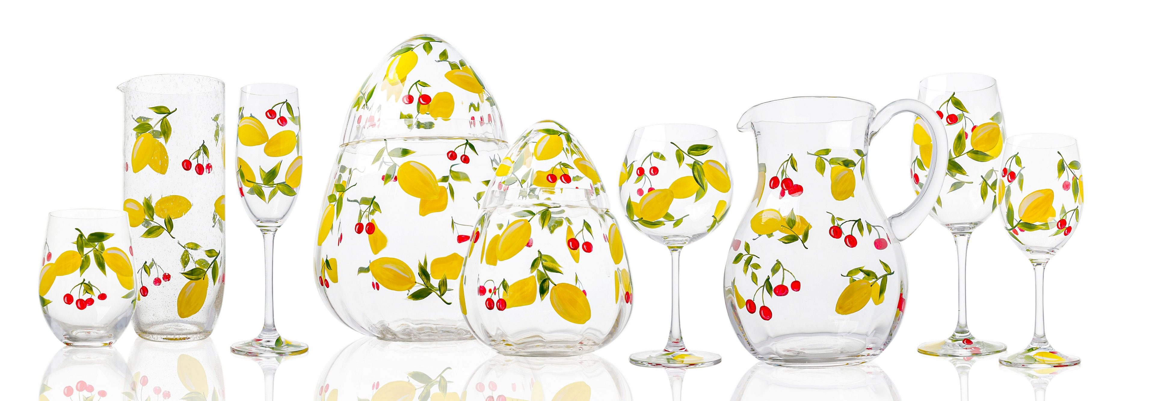 Hand-painted Lemon Glass Pitcher