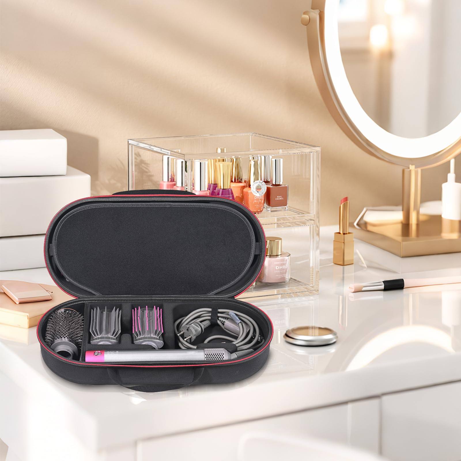 RLSOCO Hard Case for Dyson Airwrap i.d. Multi-Styler and Dryer - Fits 4pcs Long Barrels or Short Barrels - Black (Case Only,Hair Styler is not Included)