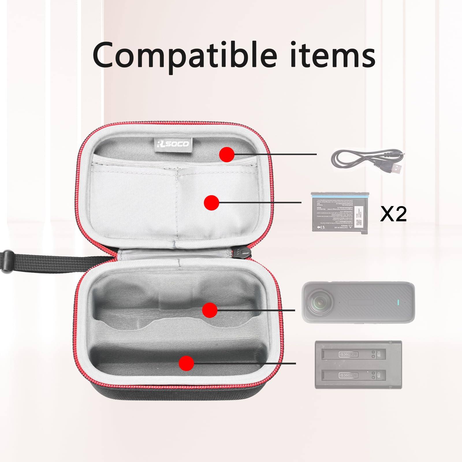 Case for Insta360 X5 - RLSOCO Hard Case for Insta360 X5 / X4 / ONE X2 / X3 Waterproof 360 Action Camera (Case Only)