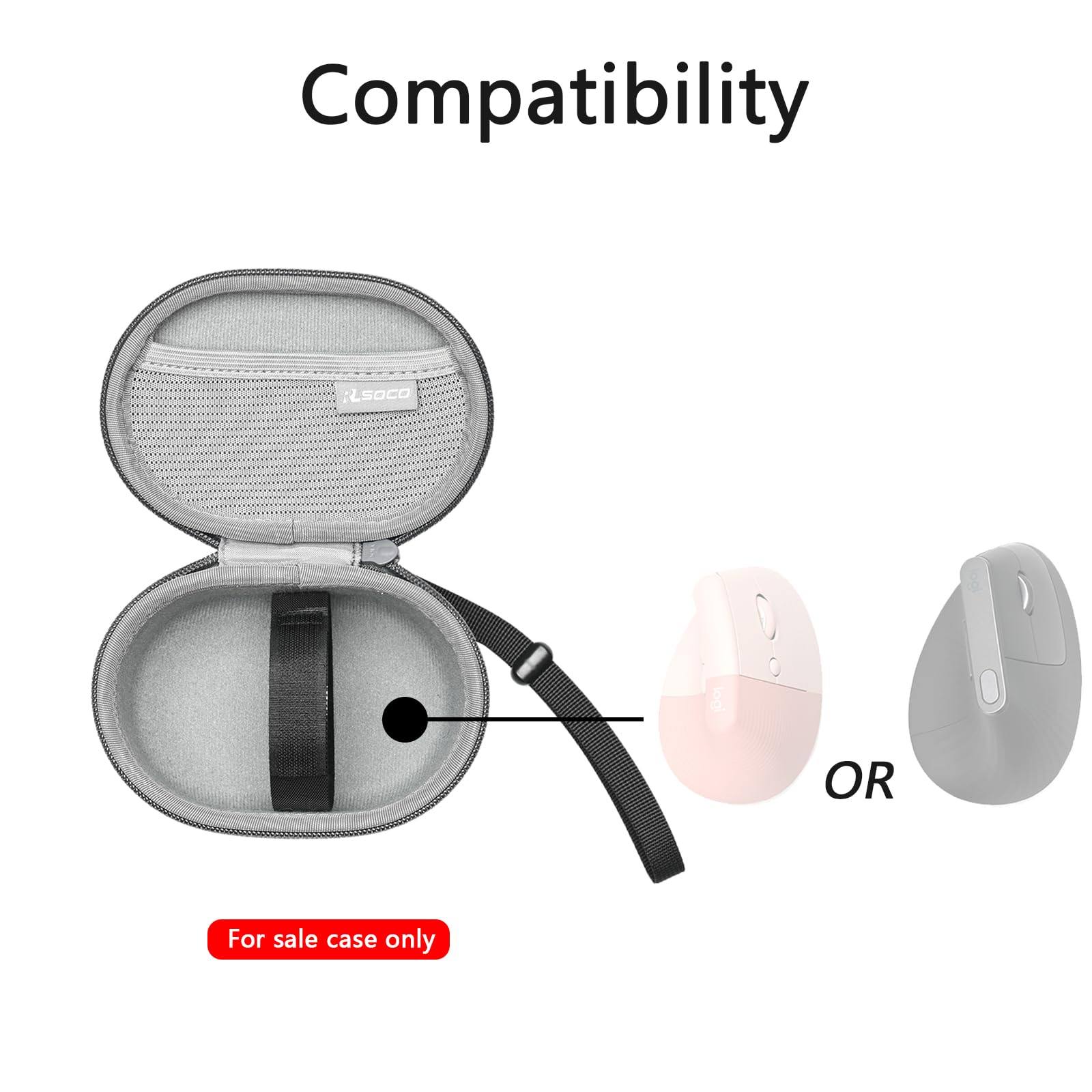 RLSOCO Travel Case for Logitech Lift Vertical/MX Vertical Wireless Ergonomic Mouse (Grey)