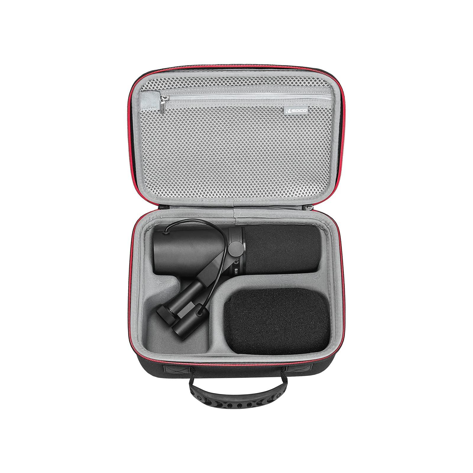 RLSOCO Hard Case Compatible With Shure MV7X / MV7+ / MV6 / MV7 / MV7i Podcast Dynamic Microphone & Shure SM7B / SM7dB Vocal Dynamic Microphone - Black (Case Only)