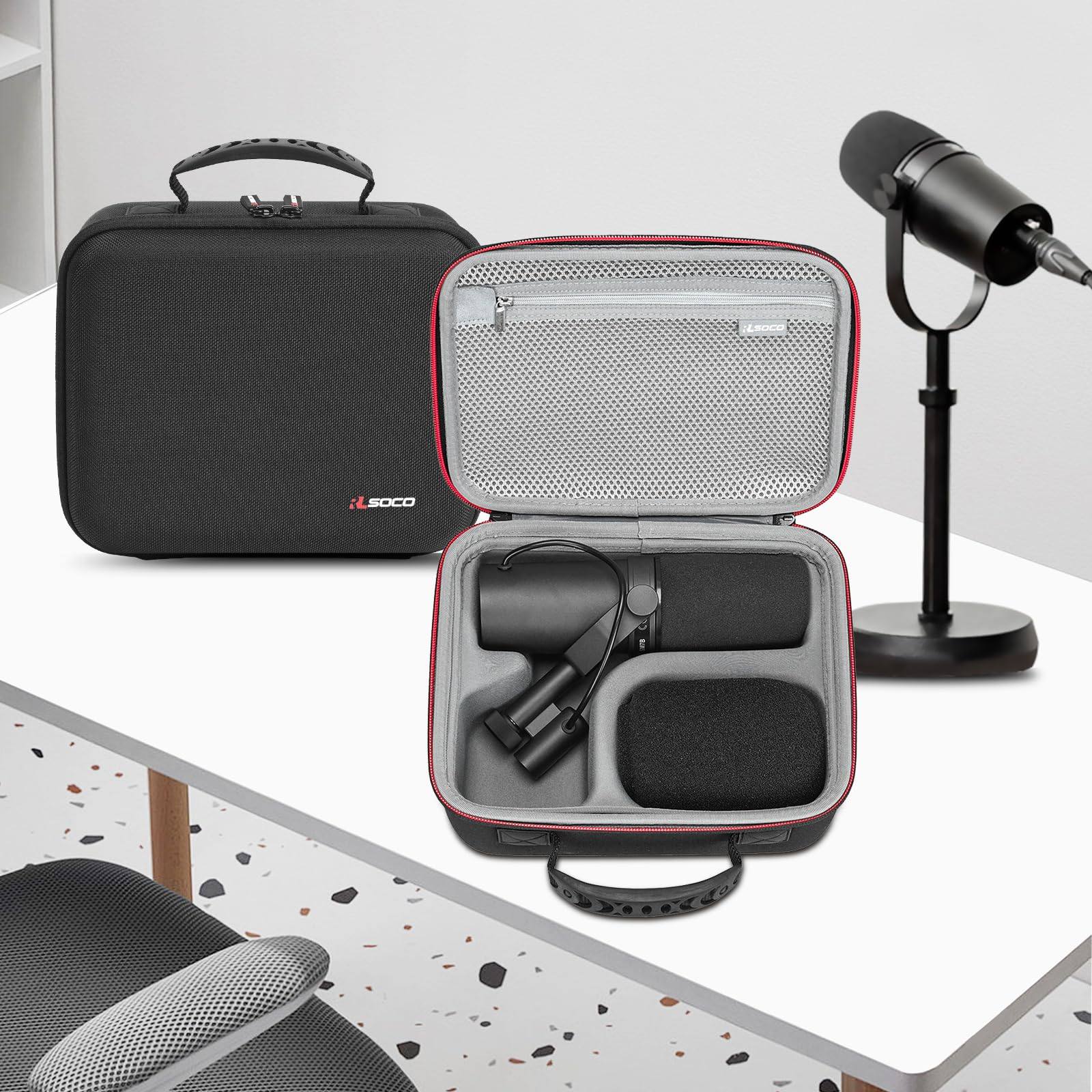 RLSOCO Hard Case Compatible With Shure MV7X / MV7+ / MV6 / MV7 / MV7i Podcast Dynamic Microphone & Shure SM7B / SM7dB Vocal Dynamic Microphone - Black (Case Only)