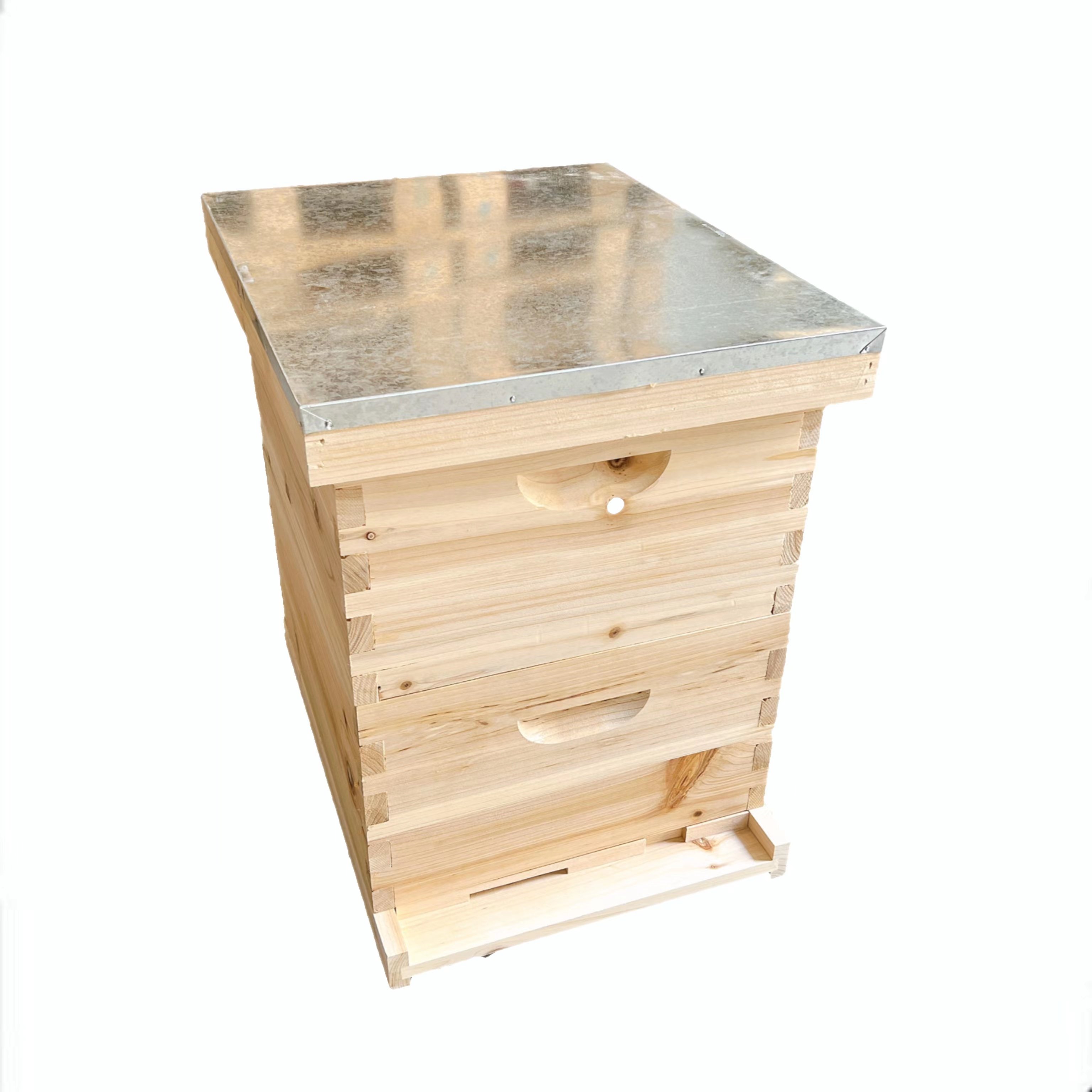 Bees Box Langstroth Wooden Kit Bee Nest Beekeeping Equipment Beekeeper Tool for Bee Hive Supply Nest Frame with Metal Roof
