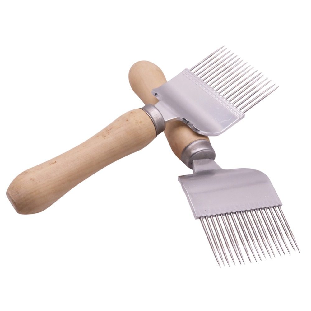 Wooden Handle Comb Honey Pin Needle Knife Cut Beekeeper Uncapping Forks 17 Root beekeeper Fork Durable