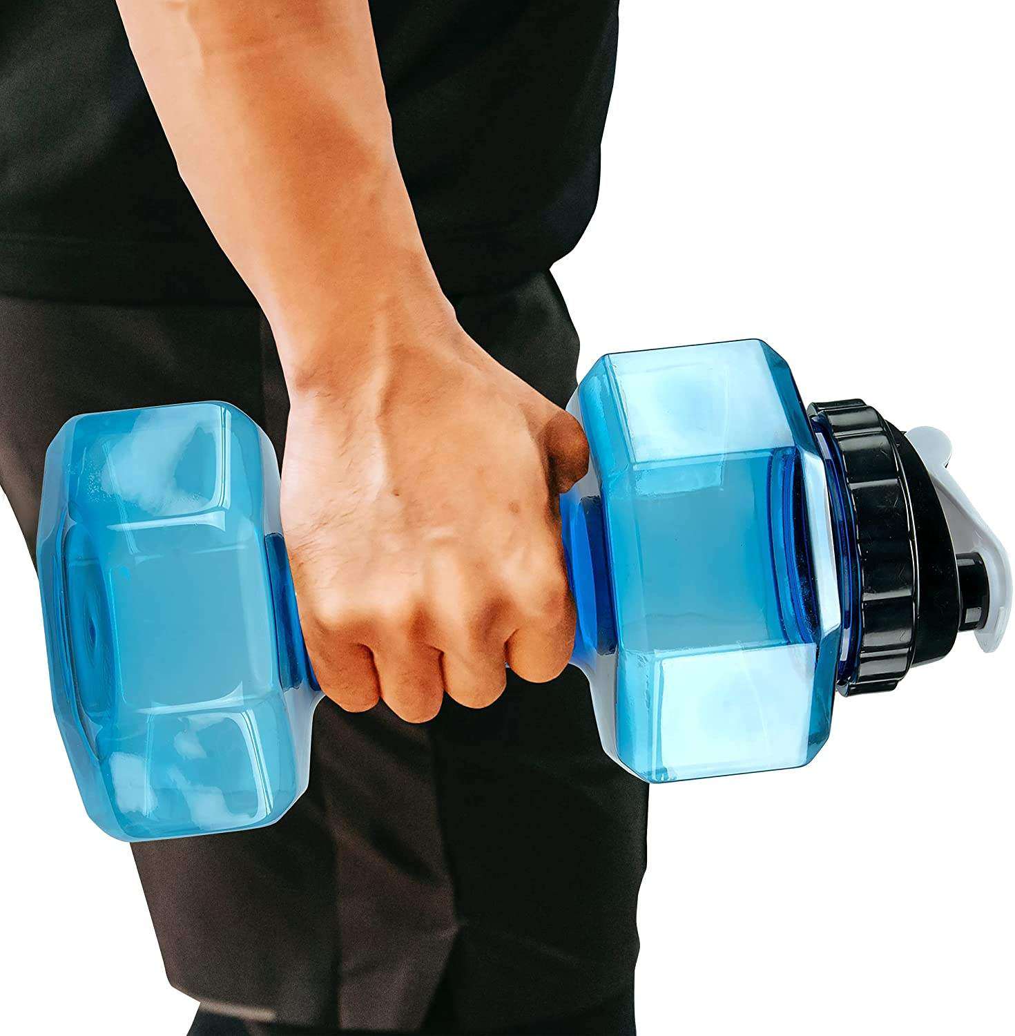 2.2L Dumbbell Shape Water Bottle Exercise Gym Fitness Sports Workout Portable BPA Free Flip Top Leak Proof lid 6 Colors