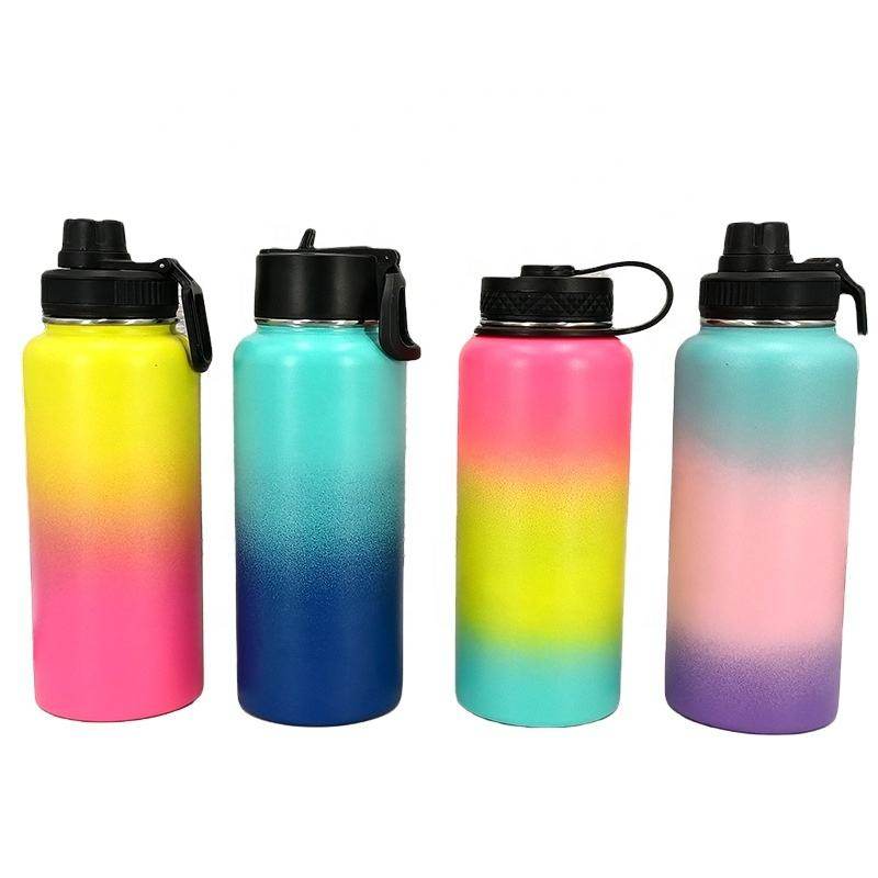 Amazon Hot Sale 32oz Space Kettle Stainless Steel Sports Bottle Double Vacuum Insulation Cup Gradient Colorful