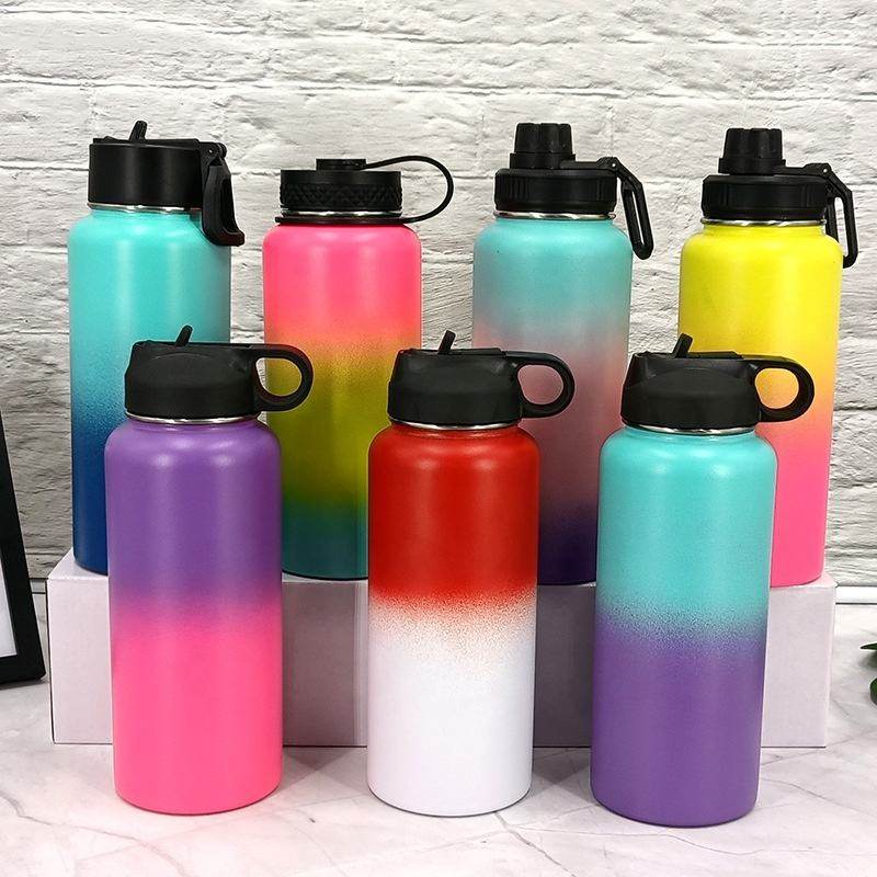 Amazon Hot Sale 32oz Space Kettle Stainless Steel Sports Bottle Double Vacuum Insulation Cup Gradient Colorful