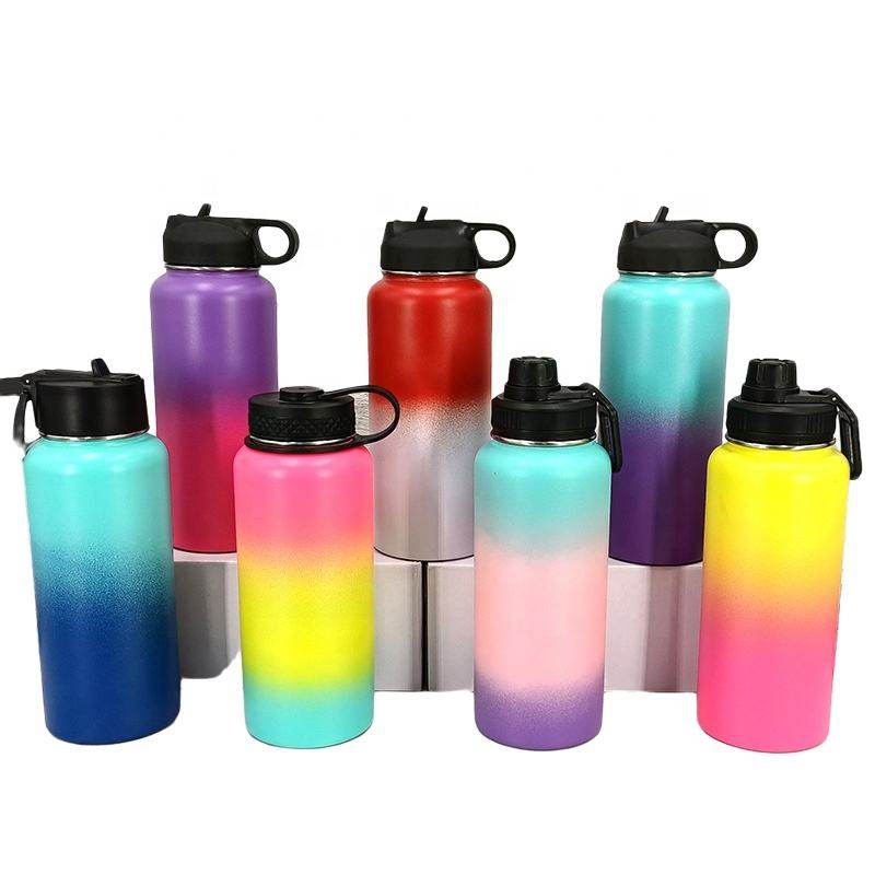 Amazon Hot Sale 32oz Space Kettle Stainless Steel Sports Bottle Double Vacuum Insulation Cup Gradient Colorful