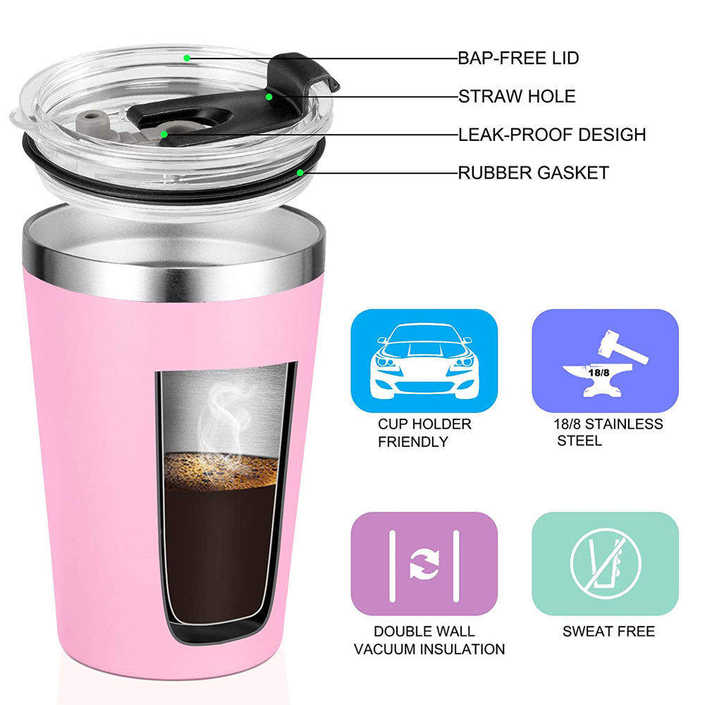 20oz Double Wall Insulated Stainless Steel Tumbler Water Drinking Coffee Cup With Lid