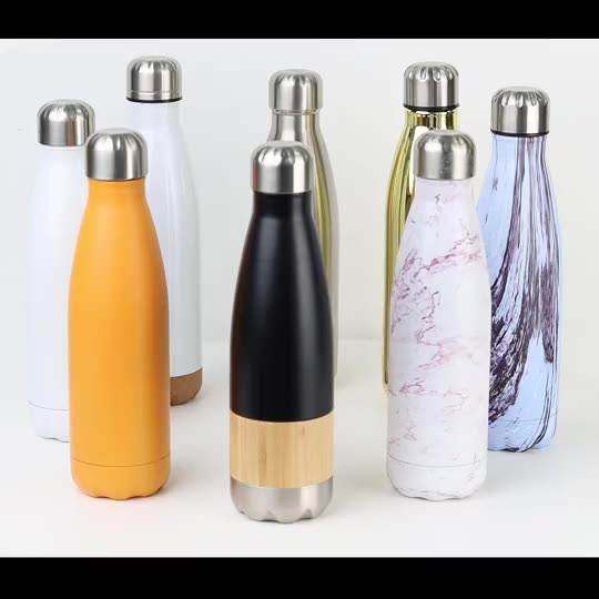 500ml Thermos Bottle Stainless Steel Cola Shape Bamboo Bottle Travel Vacuum Insulated Flask Eco Friendly