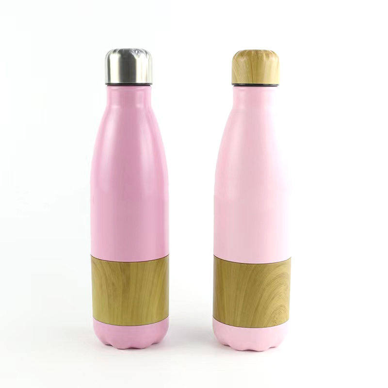 500ml Thermos Bottle Stainless Steel Cola Shape Bamboo Bottle Travel Vacuum Insulated Flask Eco Friendly